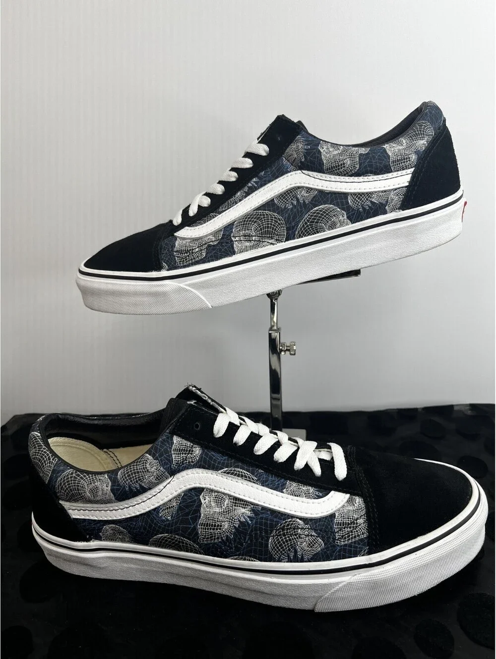Vans Old Skool Wireframe Skull Print Sneakers Men's 11.5 Blue Black EU45